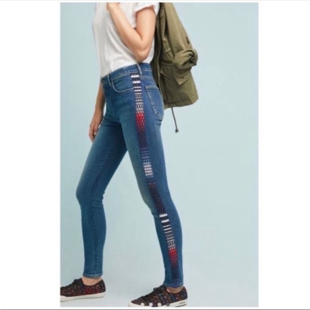 Anthropologie Levi’s 721 high rise skinny with embroidery
